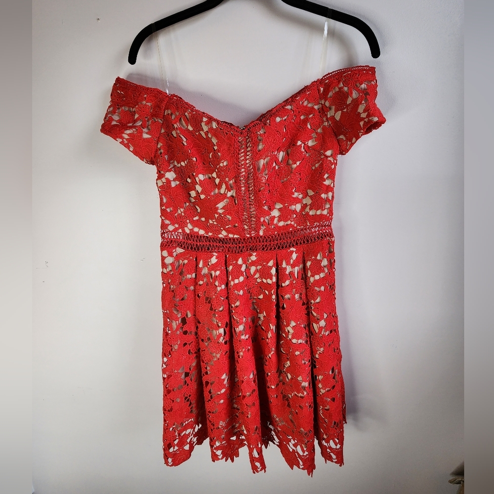 Red Francesca's Collections Fit and Flare Dress Size Small